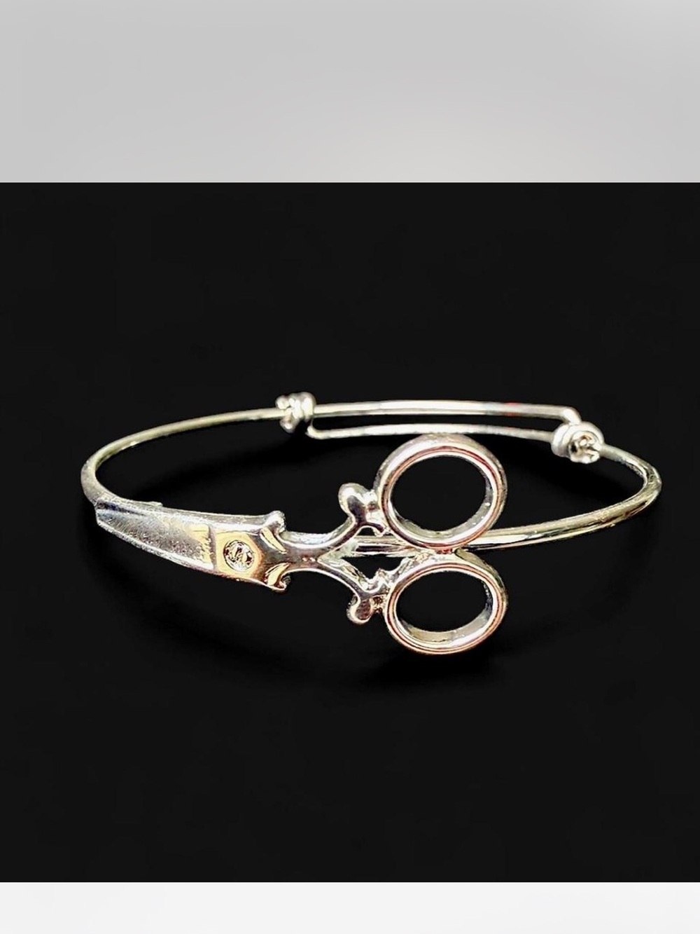 Scissors Motif Silver Tone Bangle Bracelet